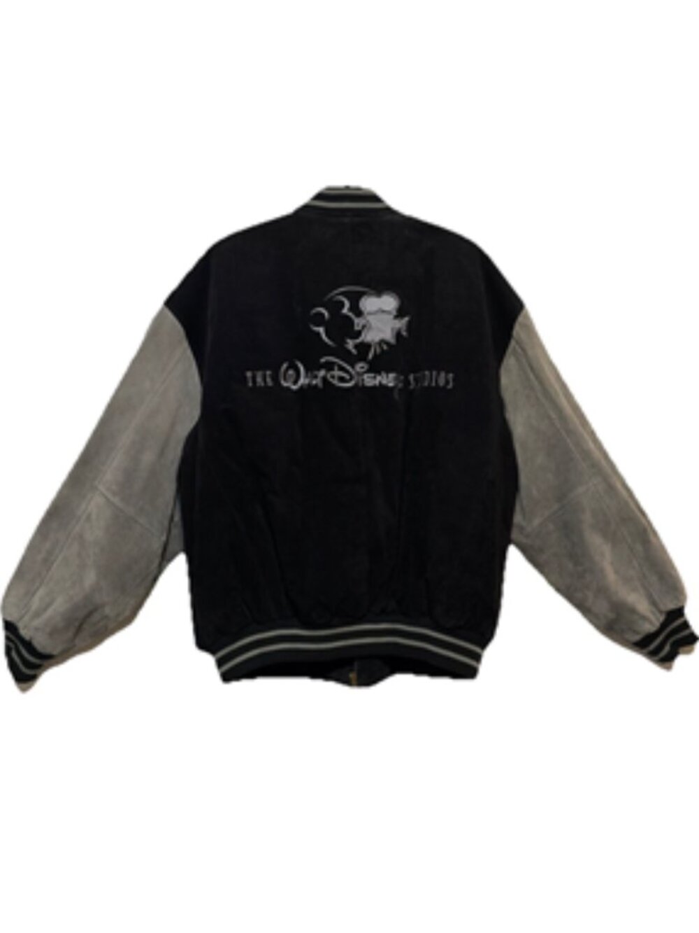 Walt Disney Studios Mickey Black 100% Suede Shell Varsity Bomber Jacket Mens 2XL